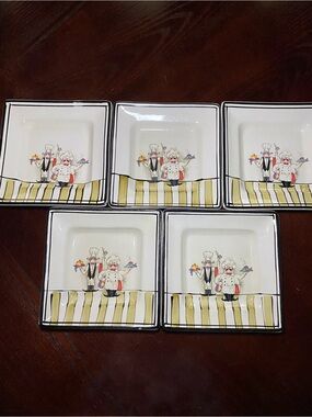 HD Designs La Chef salad/dessert plates in a Chef Motif- Set of 5 - 7.75 inches